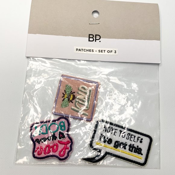 NEW BP set of 3 patches kind, body positive, note to self pink black - Picture 2 of 3